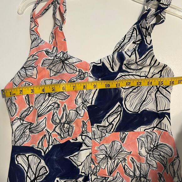 ASOS Mixed Floral Print Dress Womens Size 6 Navy & Pink Patchwork Boho Midi - Picture 8 of 9